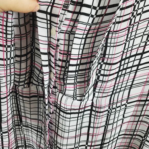 4/$25 Worthington Grid Print Long Sleeve Blouse Size S - Picture 9 of 12